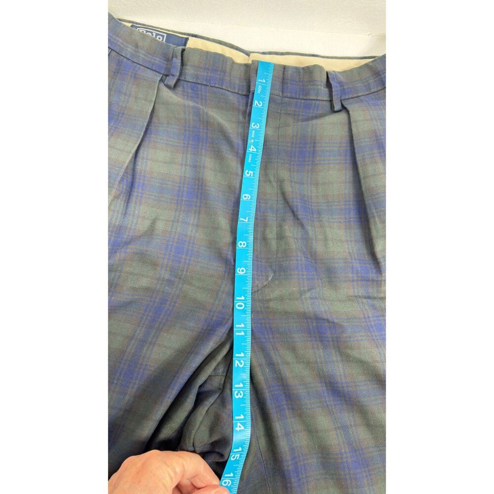 VTG Polo Ralph Lauren Blackwatch Plaid Cinch Waist Pleated Pants Men's 30x30 - Picture 14 of 14